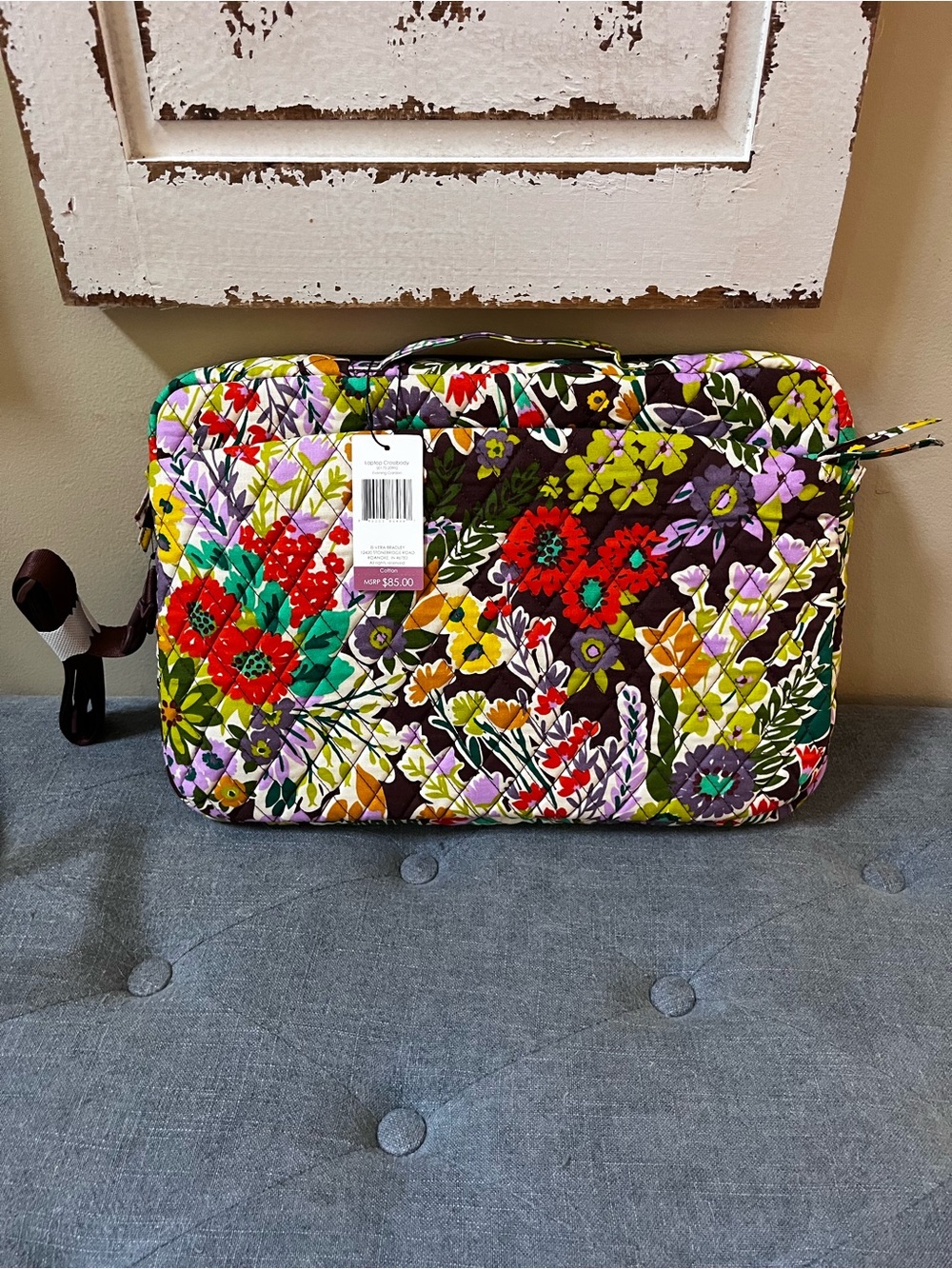 Vera Bradley Evening Garden Pattern Floral Laptop Organizer Crossbody